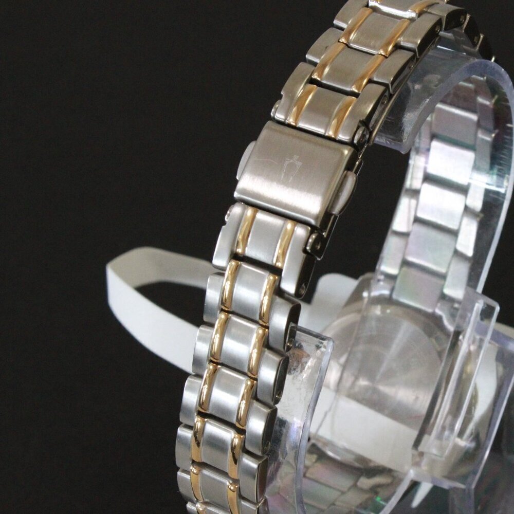 Bulova Women's Quartz Watch Two-Tone Case Silver Sunray Dial Date 26mm - Picture 11 of 13